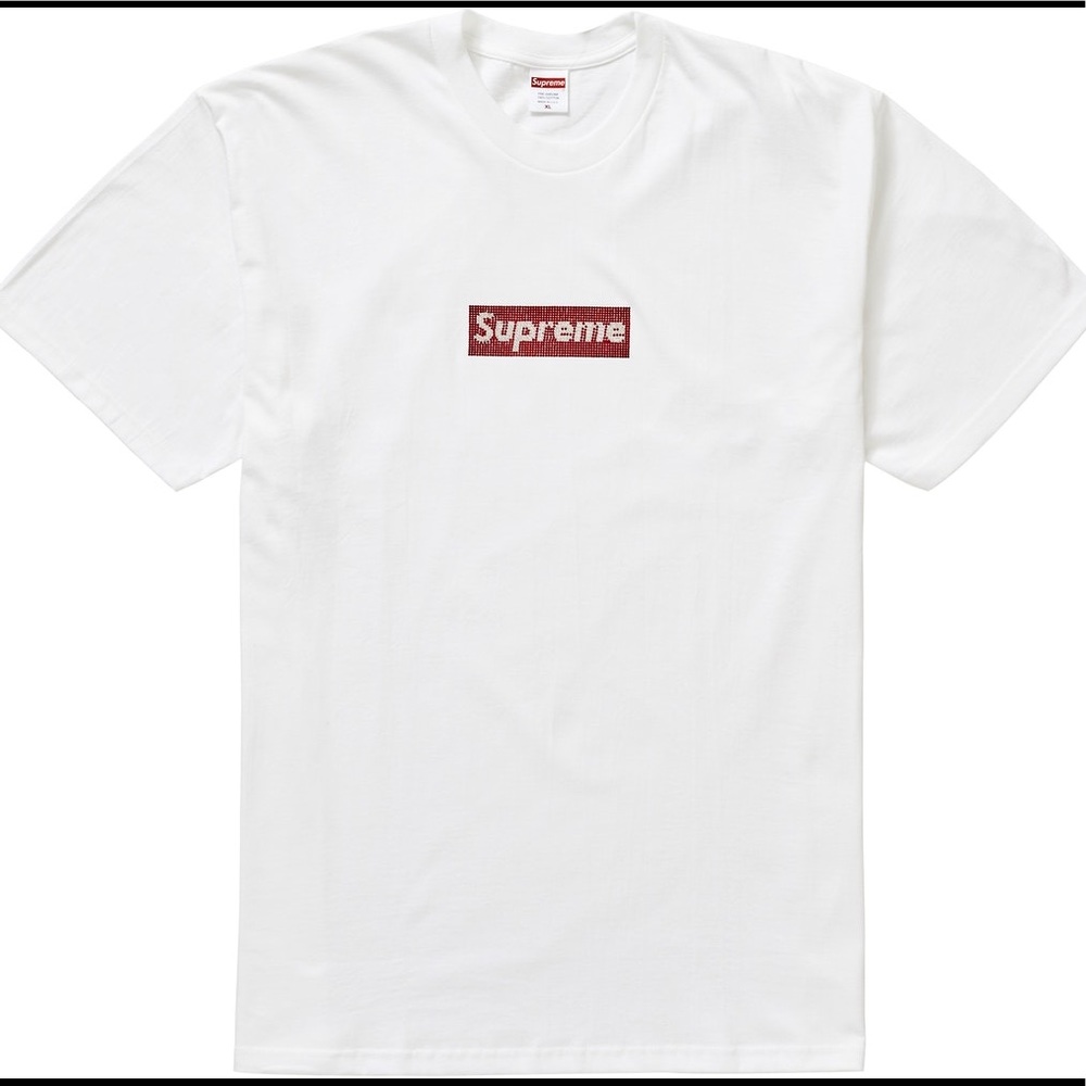 Supreme × SWAROVSKI Box Logo Tee White